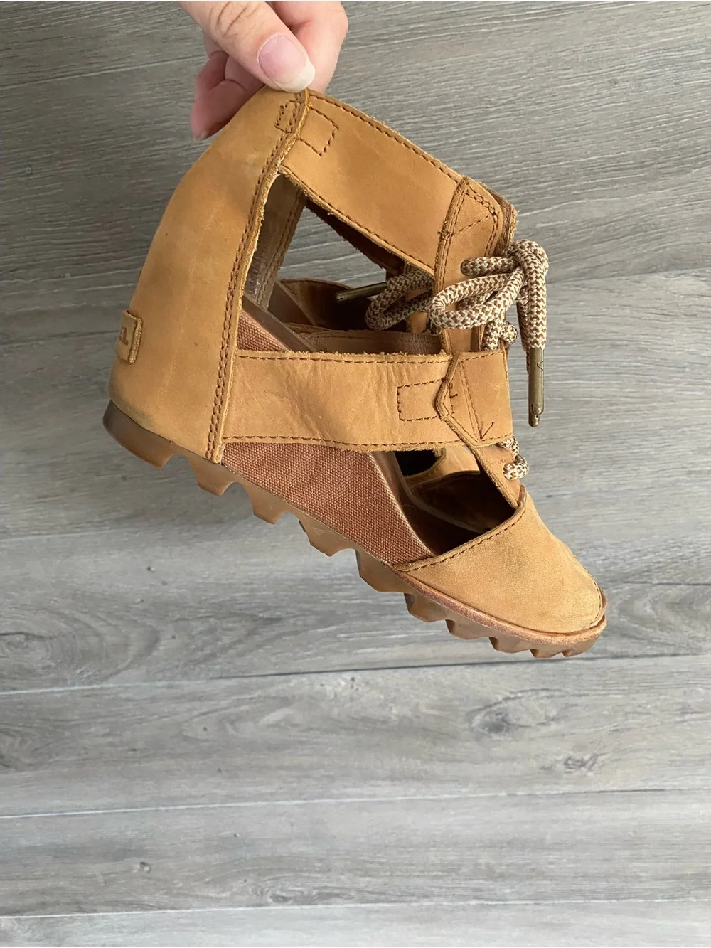 Sorel Joanie Leather Lace Up Wedge Sandals